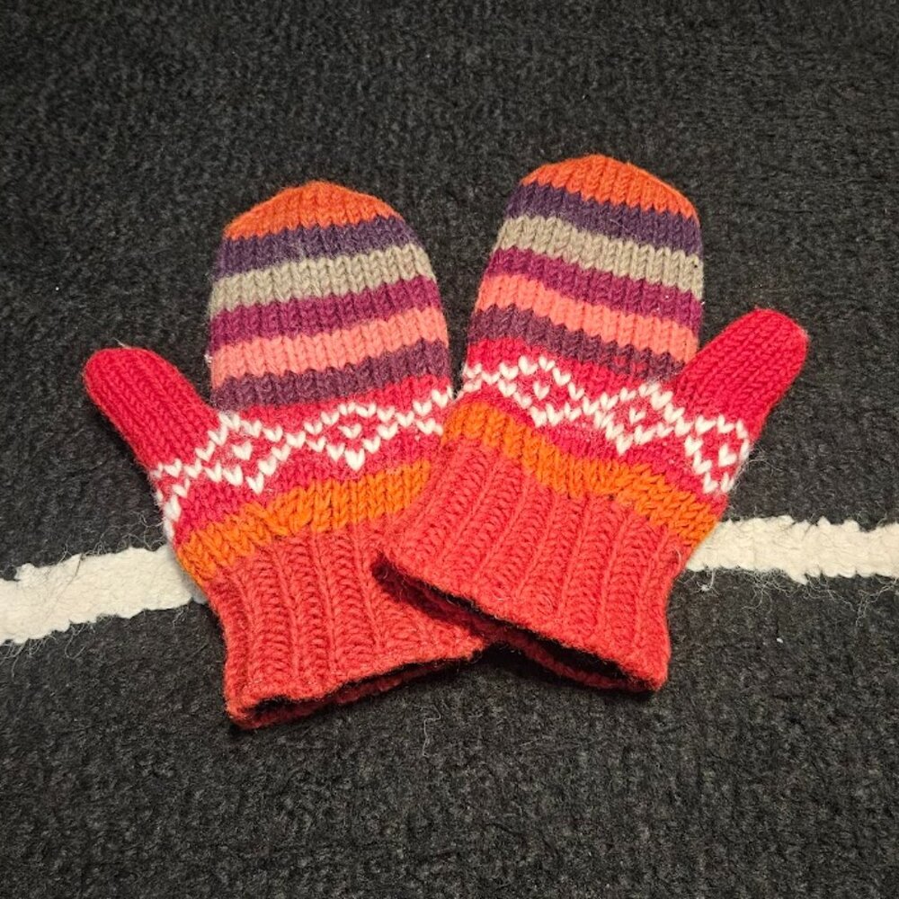 Knitted Mittens, fleece lined